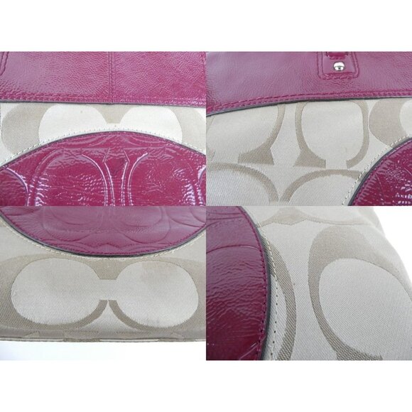 Coach Signature Khaki Burgundy Laura Tote Shoulder Bag F18335 - Picture 14 of 14
